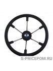 Рулевое колесо LEADER TANEGUM черный обод серебряные спицы д. 400 мм