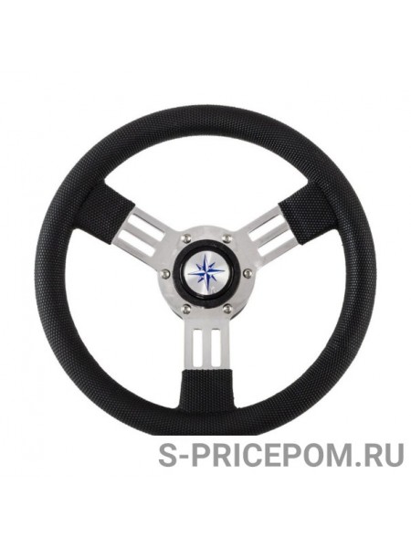 Рулевое колесо DELFINO обод черный,спицы серебряные д. 310 мм