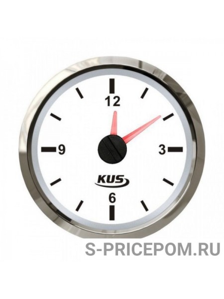 Часы кварцевые, аналоговый белый циферблат, нержавеющий ободок, д. 52 мм