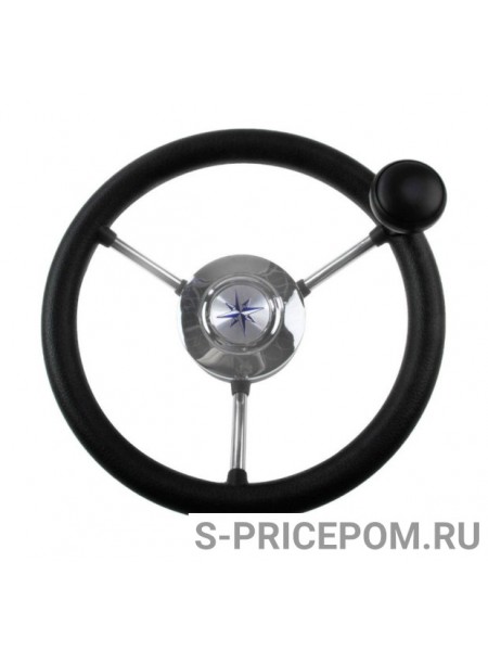 Рулевое колесо LIPARI обод черный, спицы серебряные д. 280 мм со спинером