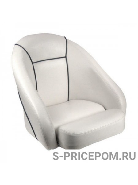 Кресло ROMEO мягкое, подставка, обивка белый винил, синий шов