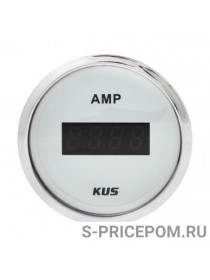 Амперметр цифровой -/+50 А, белый циферблат, нержавеющий ободок, д. 52 мм