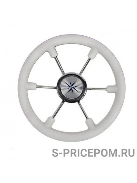 Рулевое колесо LEADER PLAST белый обод серебряные спицы д. 360 мм
