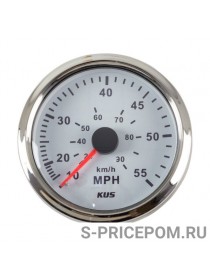 Спидометр манометрический 0-35 MPH, белый циферблат, нержавеющий ободок, д. 85 мм