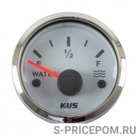 Указатель уровня пресной воды 240-33 Ом (US), белый циферблат, нержавеющий ободок, д. 52 мм