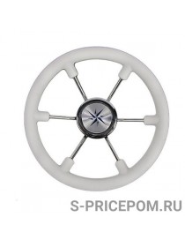 Рулевое колесо LEADER PLAST белый обод серебряные спицы д. 330 мм