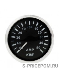 Амперметр аналоговый -/+50 А, черный циферблат, нержавеющий ободок, д. 52 мм