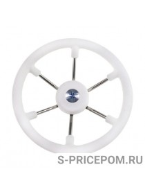 Рулевое колесо LEADER TANEGUM белый обод серебряные спицы д. 330 мм