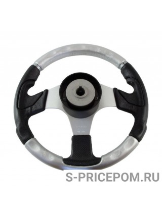 Рулевое колесо NISIDA обод черный-серебристый, спицы серебряные д. 320 мм