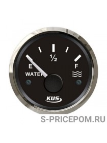 Указатель уровня пресной воды 0-190 Ом (ЕВРО), черный циферблат, нержавеющий ободок, д. 52 мм