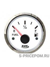 Указатель уровня топлива 0-190 Ом (ЕВРО), белый циферблат, нержавеющий ободок, д. 52 мм